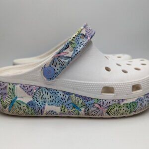 Crocs Classic Crush Butterfly Clog Platform Heel Slip On Sandals Junior 6